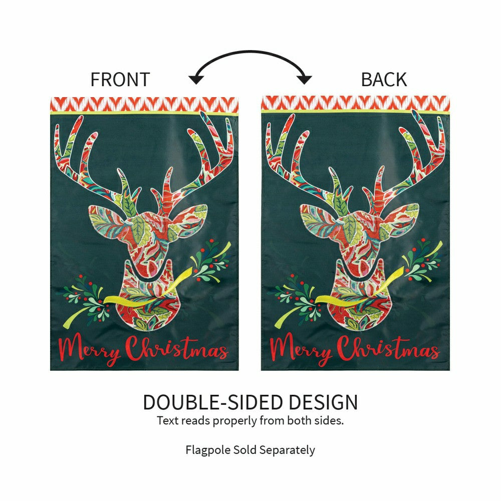 Patterned Reindeer Applique House Flag | Plow & Hearth