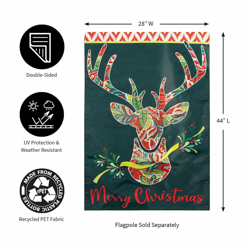 Patterned Reindeer Applique House Flag | Plow & Hearth