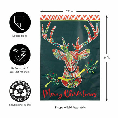 Patterned Reindeer Applique House Flag | Plow & Hearth