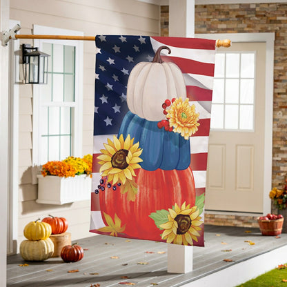 American Pumpkin Stack Suede House Flag | Plow & Hearth