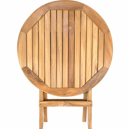 Ruger Natural Teak Outdoor Round Folding Side Table - 20" | Plow & Hearth