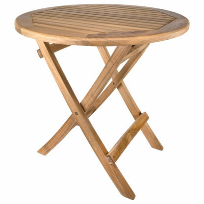 Ruger Natural Teak Outdoor Round Folding Side Table - 20" | Plow & Hearth