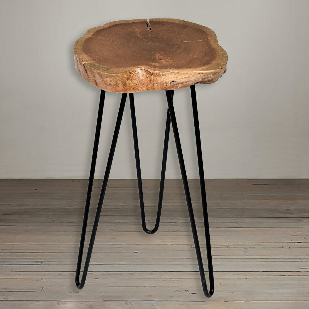 Live Edge Acacia Wood Accent Table with Hairpin Legs | Plow & Hearth