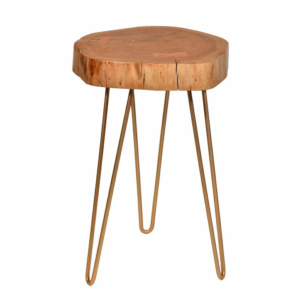 Live Edge Acacia Wood Accent Table with Hairpin Legs | Plow & Hearth