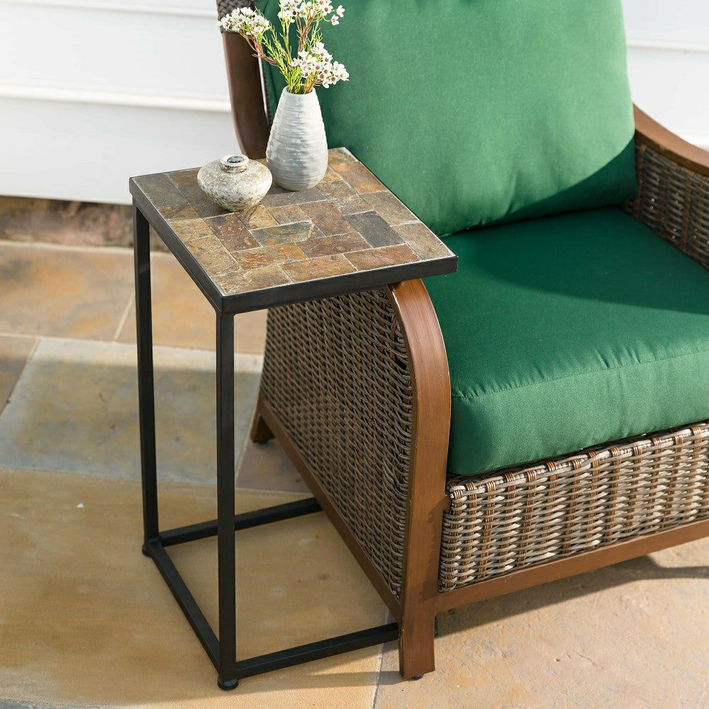 Slate Mosaic Pull-Up Side Table | Plow & Hearth