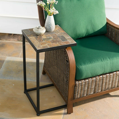 Slate Mosaic Pull-Up Side Table | Plow & Hearth