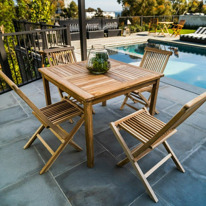 Telluride 4-Person Natural Teak Outdoor Square Dining Table 39" | Plow & Hearth