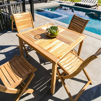 Telluride 4-Person Natural Teak Outdoor Square Dining Table 39" | Plow & Hearth
