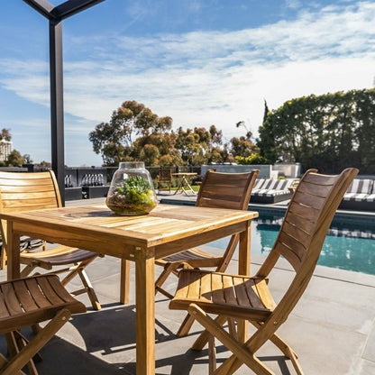 Telluride 4-Person Natural Teak Outdoor Square Dining Table 39" | Plow & Hearth
