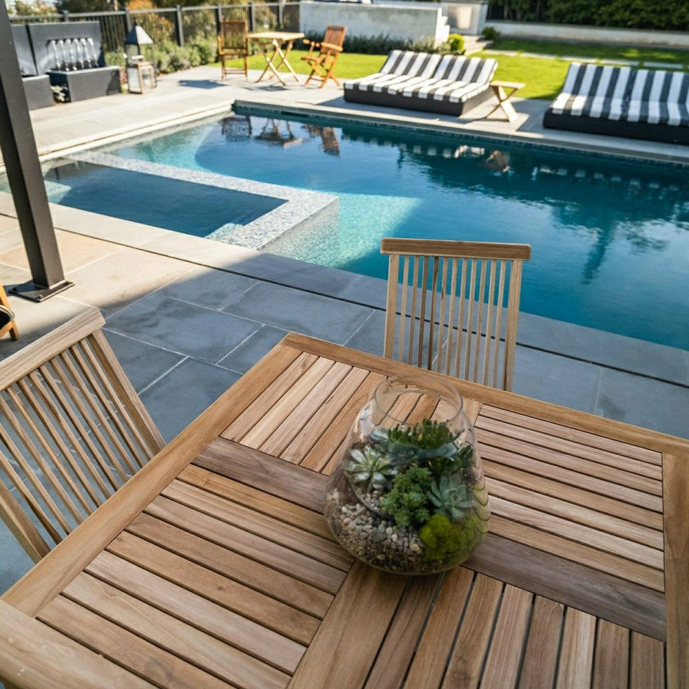 Telluride 4-Person Natural Teak Outdoor Square Dining Table 39" | Plow & Hearth