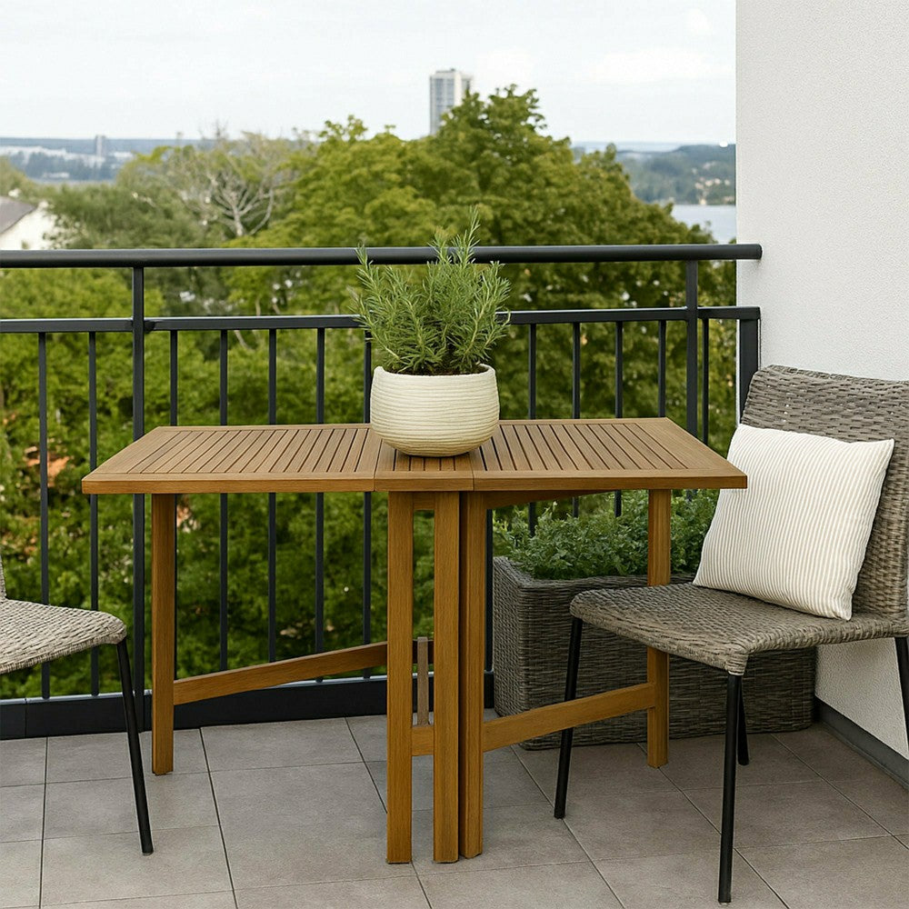 Telluride Natural Teak Rectangular Dual Folding Balcony Table - 51" | Plow & Hearth