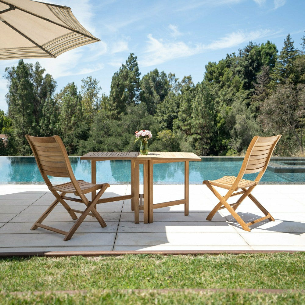 Telluride Natural Teak Rectangular Dual Folding Balcony Table - 51" | Plow & Hearth