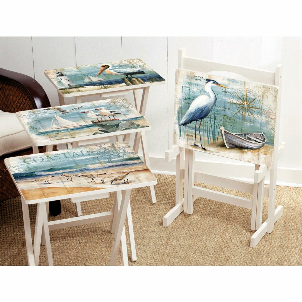 Seashore Birds TV Tray Set of 4 | Plow & Hearth