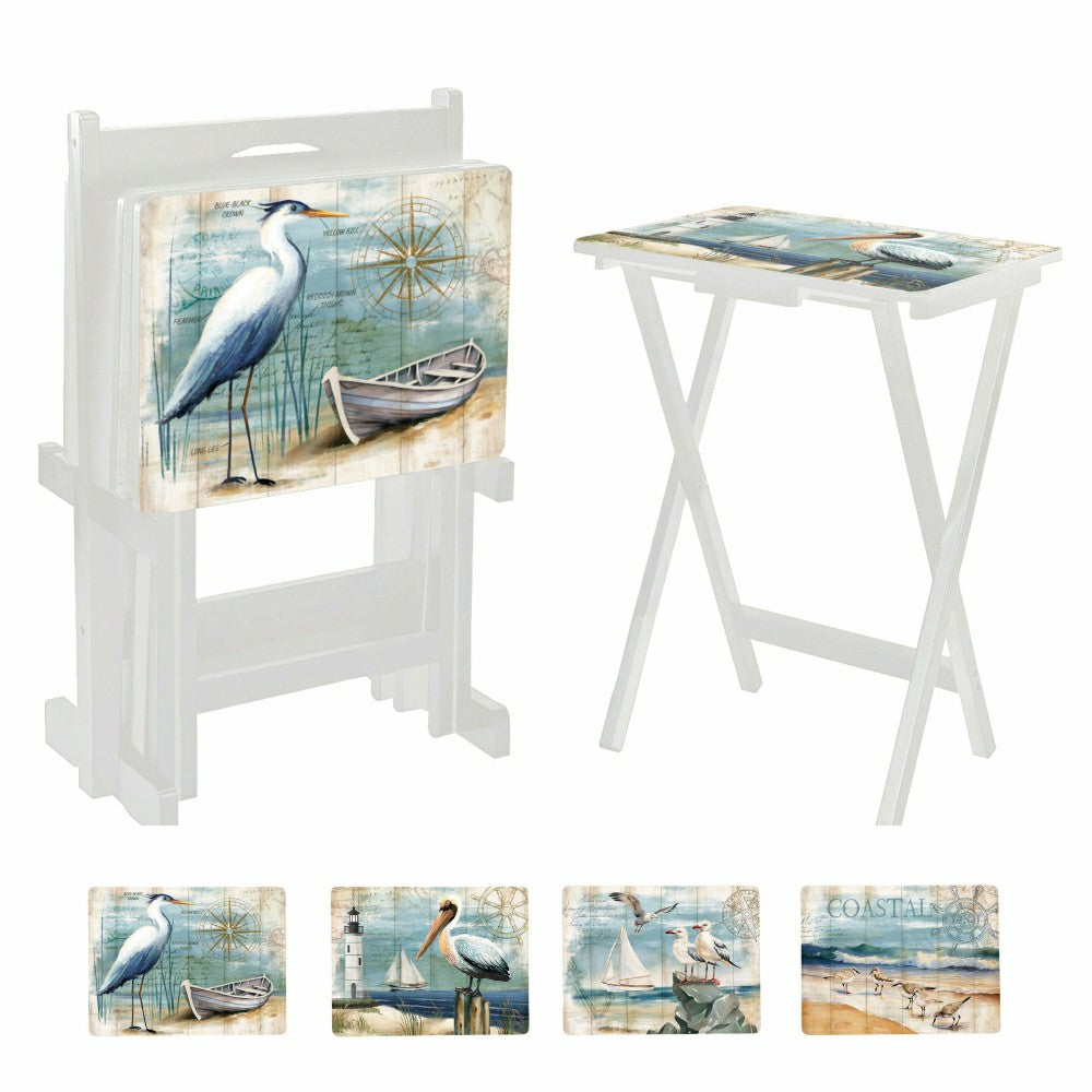 Seashore Birds TV Tray Set of 4 | Plow & Hearth