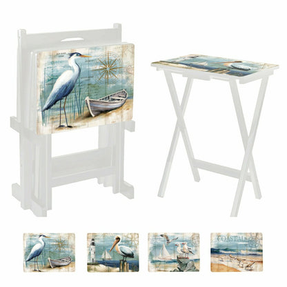 Seashore Birds TV Tray Set of 4 | Plow & Hearth