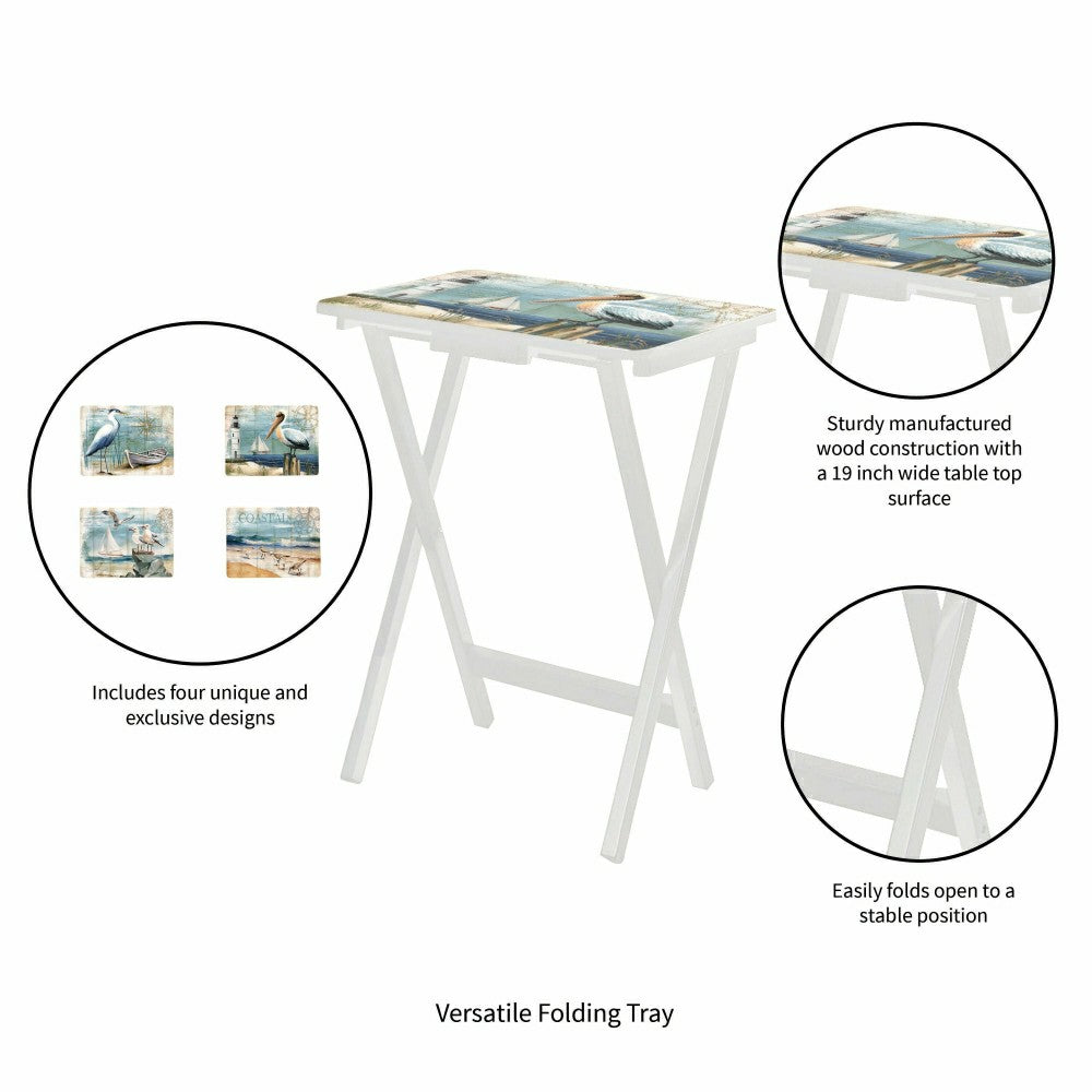 Seashore Birds TV Tray Set of 4 | Plow & Hearth