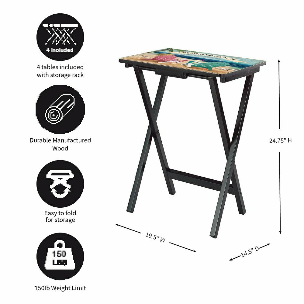 West Coast Beach TV Tray Set of 4 | Plow & Hearth