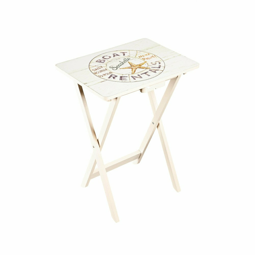 Nautical TV Tray Set With Stand, Set of 4 | Plow & Hearth