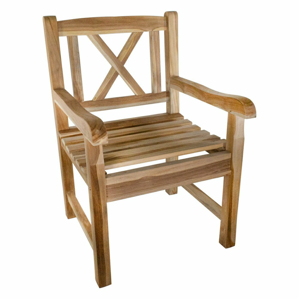 Åre Natural Teak Outdoor Patio Dining Chair with Arm Rests | Plow & Hearth