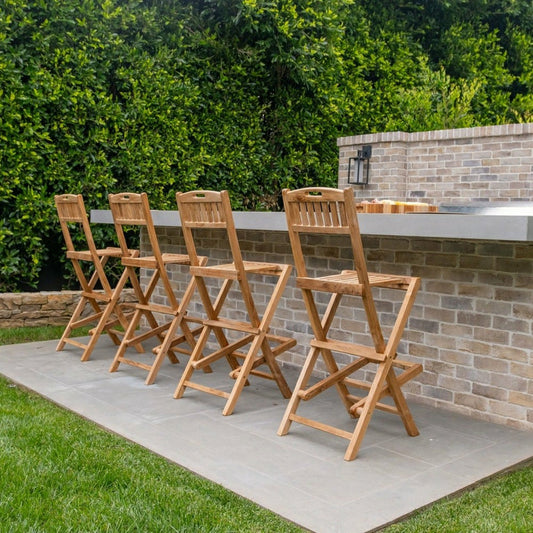 Emmett Natural Teak Indoor/Outdoor Folding Bar Stool | Plow & Hearth