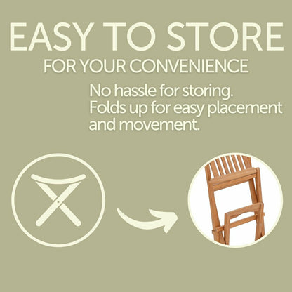 Emmett Natural Teak Indoor/Outdoor Folding Bar Stool | Plow & Hearth