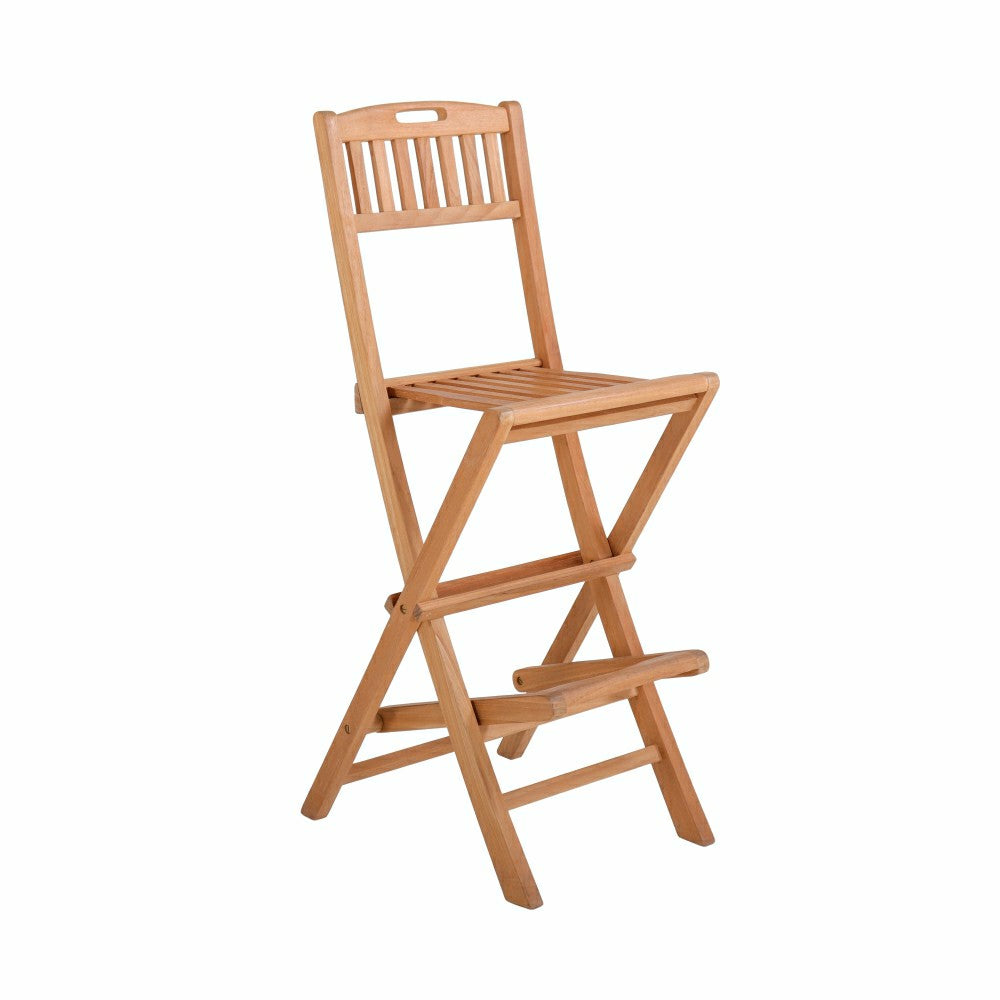 Emmett Natural Teak Indoor/Outdoor Folding Bar Stool | Plow & Hearth