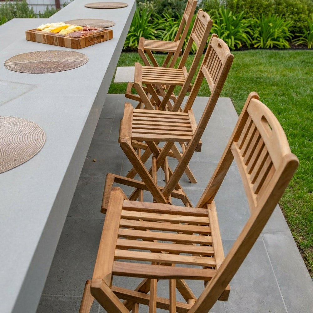 Emmett Natural Teak Indoor/Outdoor Folding Bar Stool | Plow & Hearth