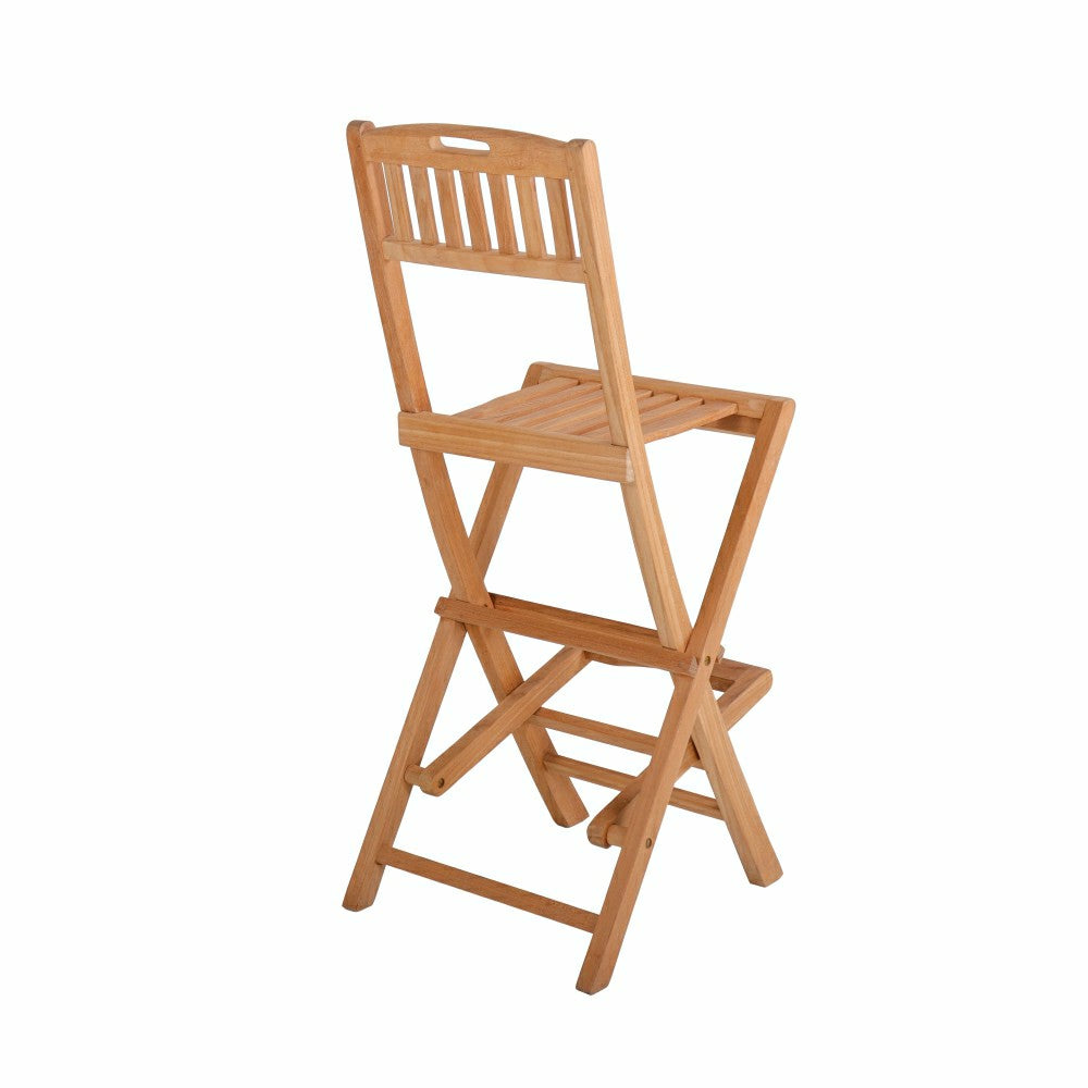 Emmett Natural Teak Indoor/Outdoor Folding Bar Stool | Plow & Hearth