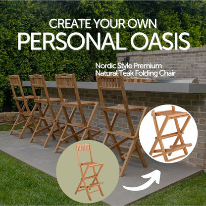 Emmett Natural Teak Indoor/Outdoor Folding Bar Stool | Plow & Hearth