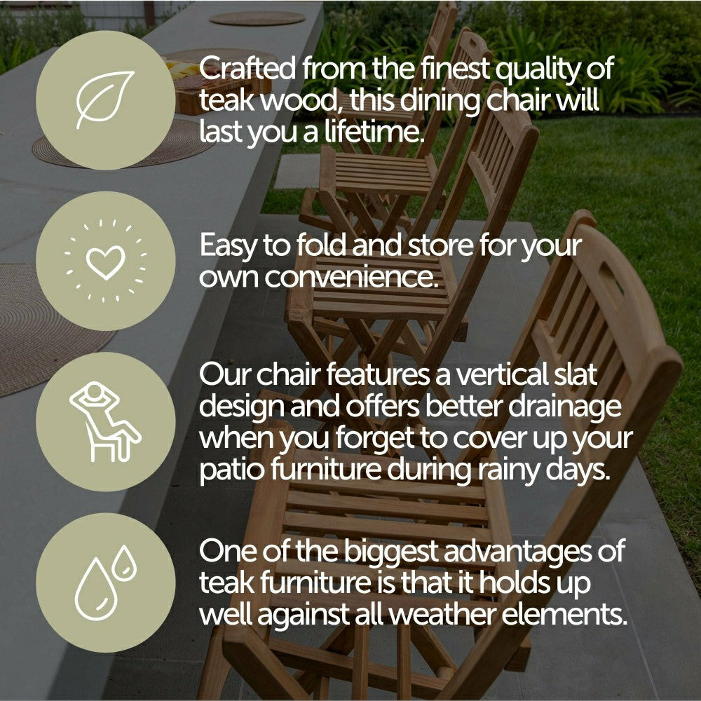 Emmett Natural Teak Indoor/Outdoor Folding Bar Stool | Plow & Hearth