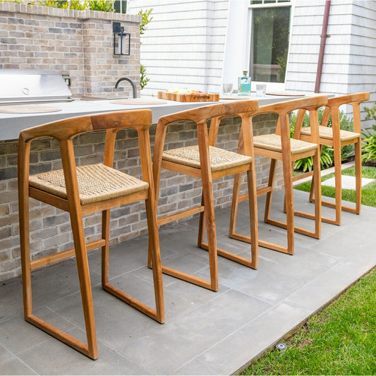 Ubud Natural Teak Indoor/Outdoor Bar Stool | Plow & Hearth