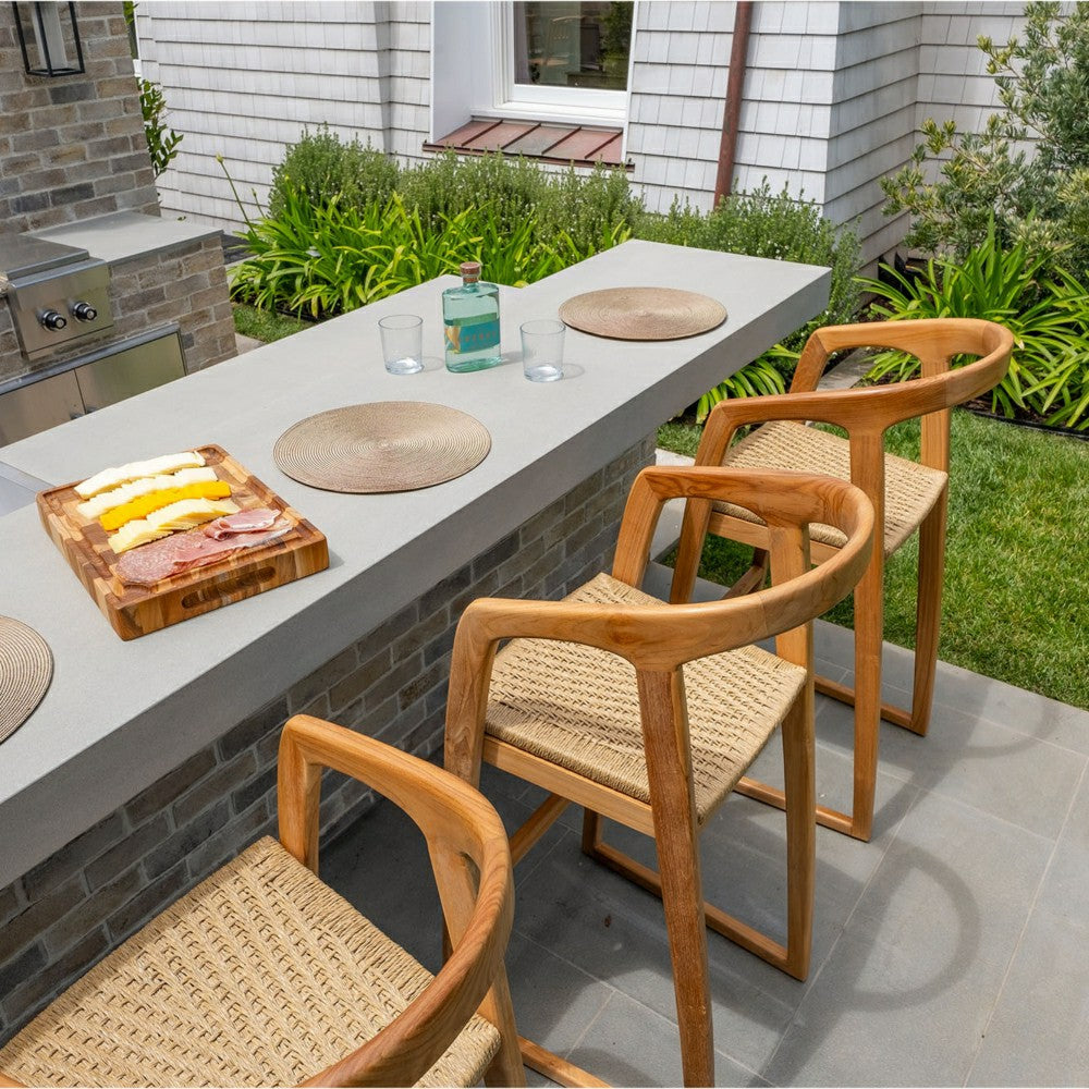 Ubud Natural Teak Indoor/Outdoor Bar Stool | Plow & Hearth