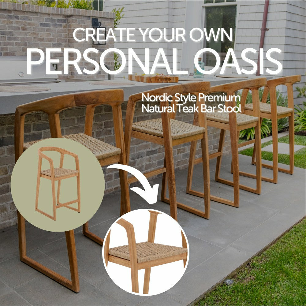 Ubud Natural Teak Indoor/Outdoor Bar Stool | Plow & Hearth