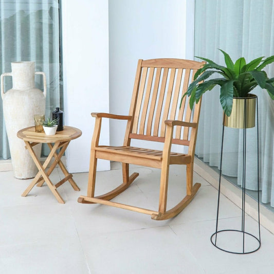 Telluride Oiled Teak Outdoor Patio Rocking Chair | Plow & Hearth