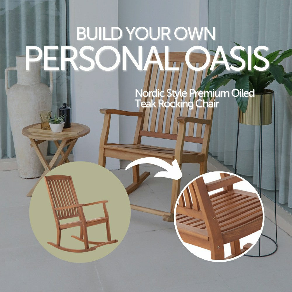 Telluride Oiled Teak Outdoor Patio Rocking Chair | Plow & Hearth
