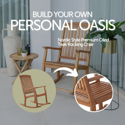 Telluride Oiled Teak Outdoor Patio Rocking Chair | Plow & Hearth