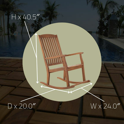 Telluride Oiled Teak Outdoor Patio Rocking Chair | Plow & Hearth