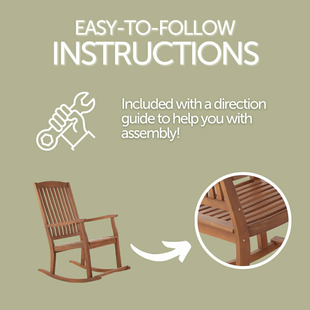 Telluride Oiled Teak Outdoor Patio Rocking Chair | Plow & Hearth