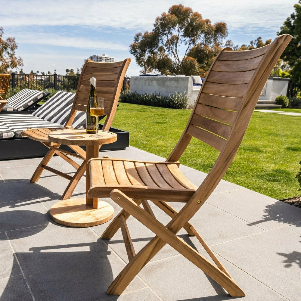 Naples Natural Teak Outdoor Patio Folding Chair | Plow & Hearth