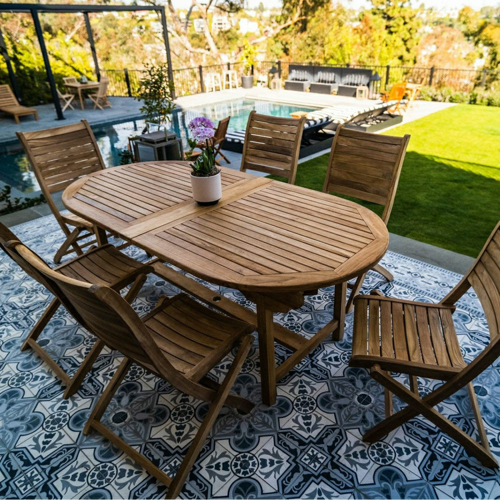 Naples Natural Teak Outdoor Patio Folding Chair | Plow & Hearth