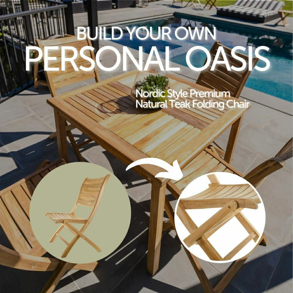 Naples Natural Teak Outdoor Patio Folding Chair | Plow & Hearth