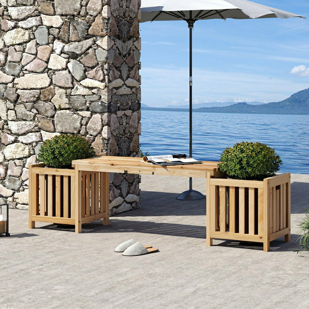 Patio Wooden Bench with Planter | Plow & Hearth