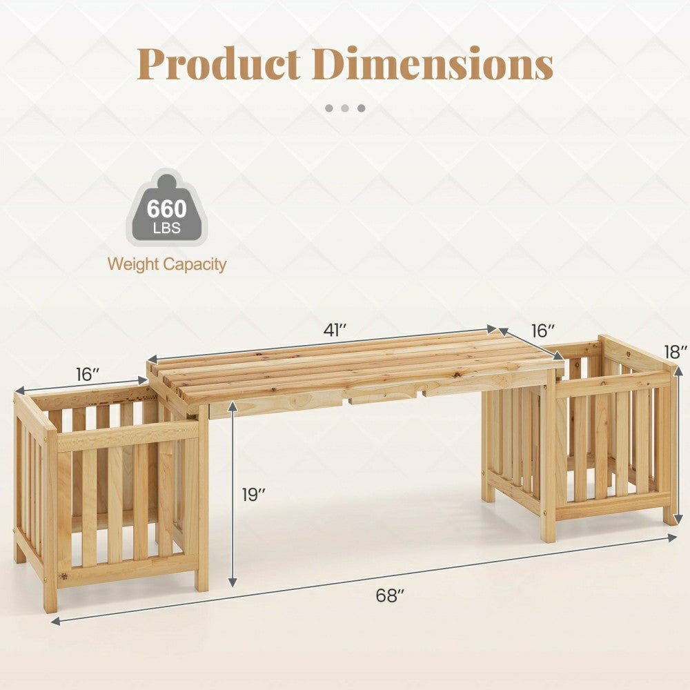 Patio Wooden Bench with Planter | Plow & Hearth