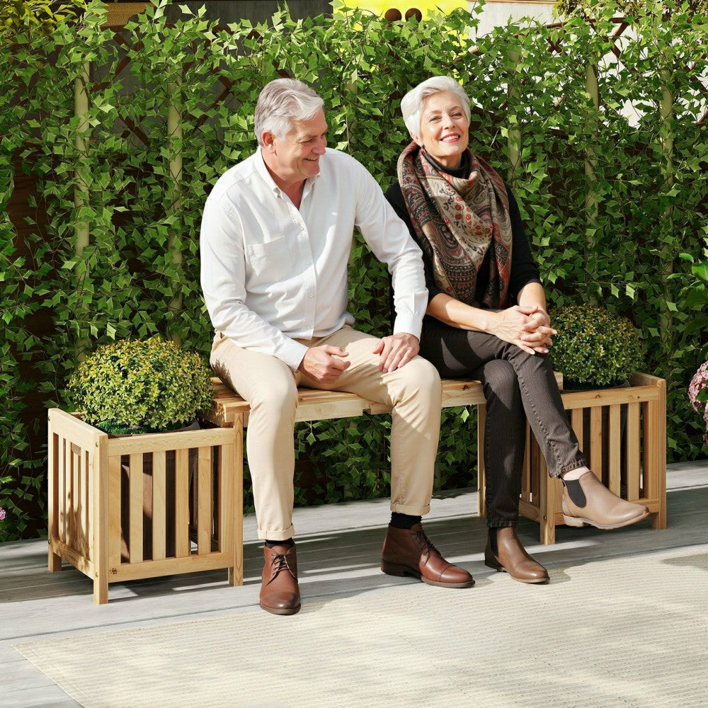 Patio Wooden Bench with Planter | Plow & Hearth