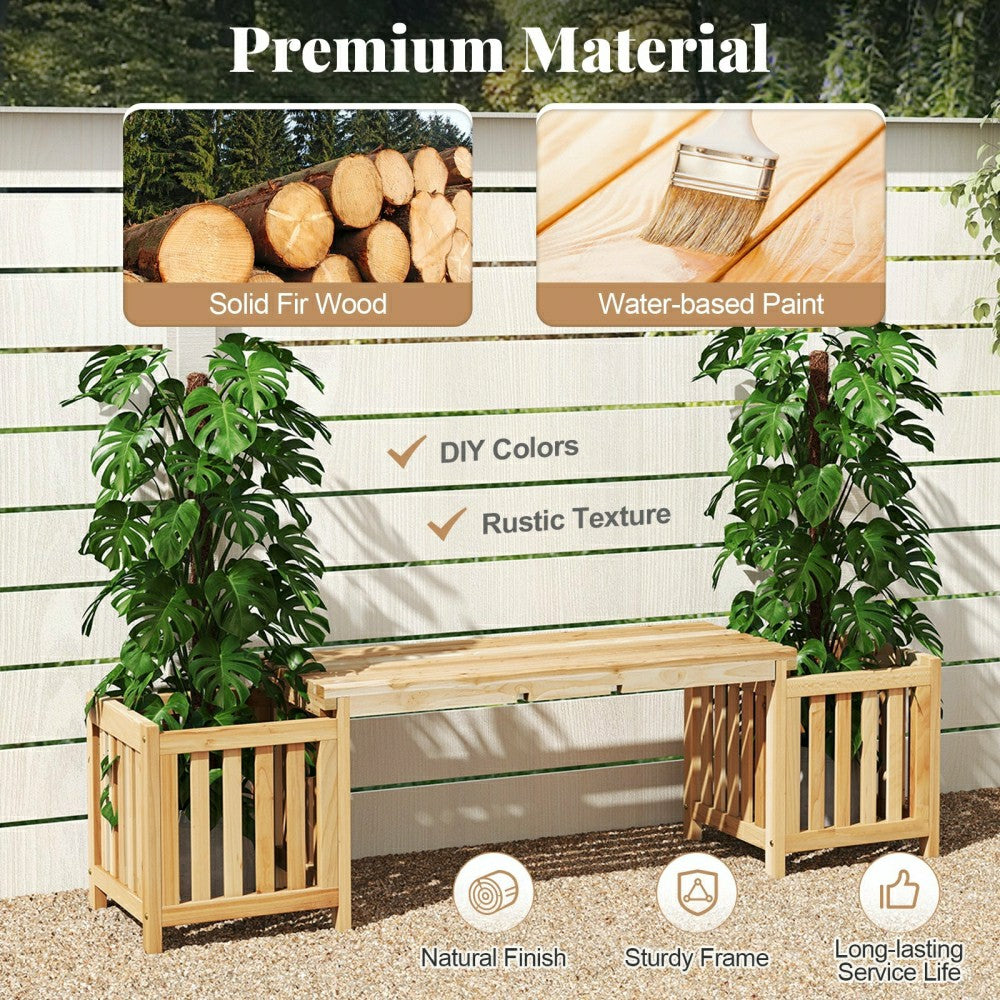 Patio Wooden Bench with Planter | Plow & Hearth
