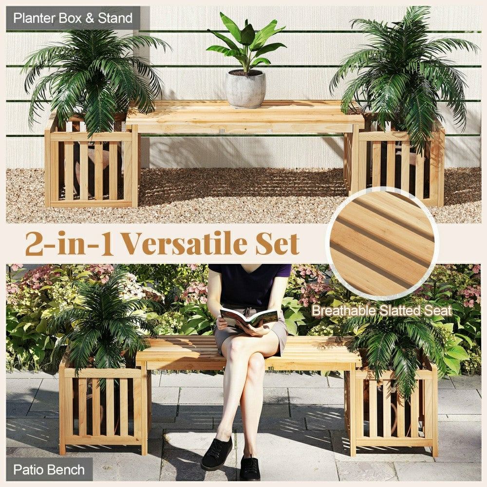 Patio Wooden Bench with Planter | Plow & Hearth