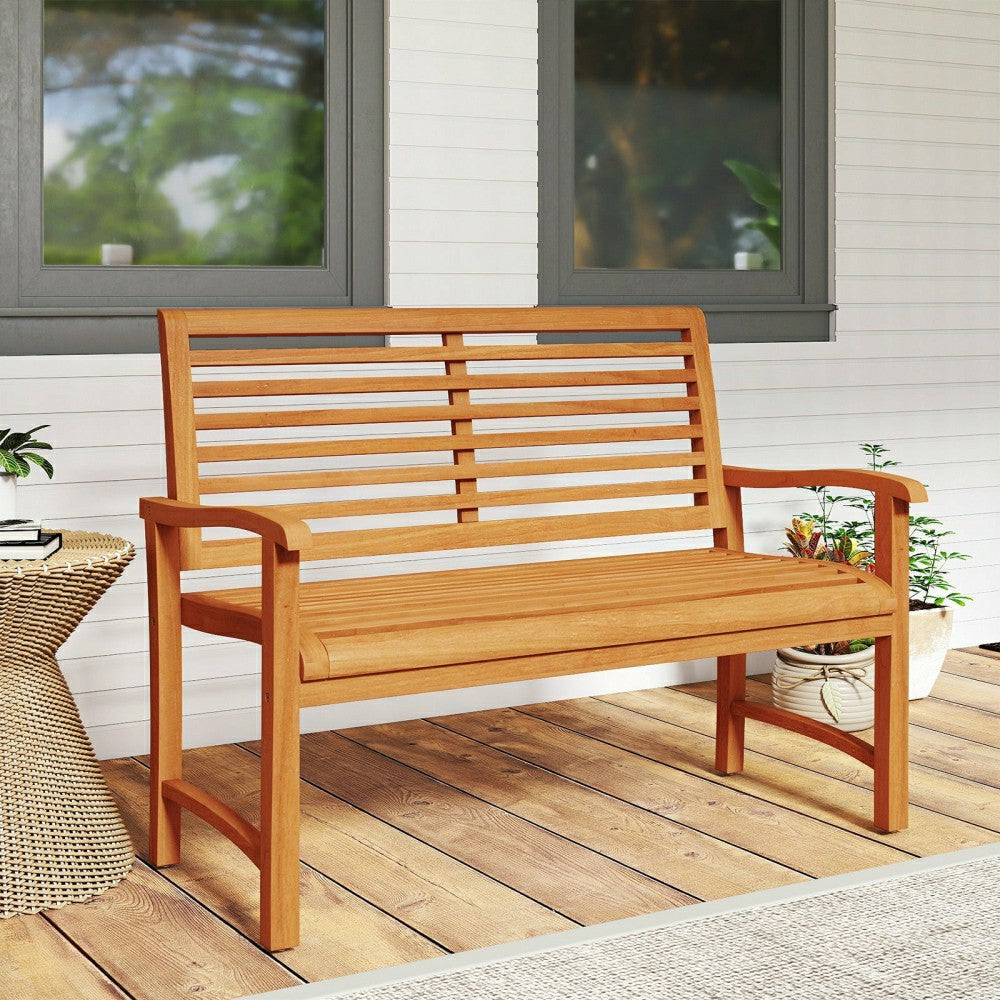 Teak Wood Outdoor Garden Bench | Plow & Hearth