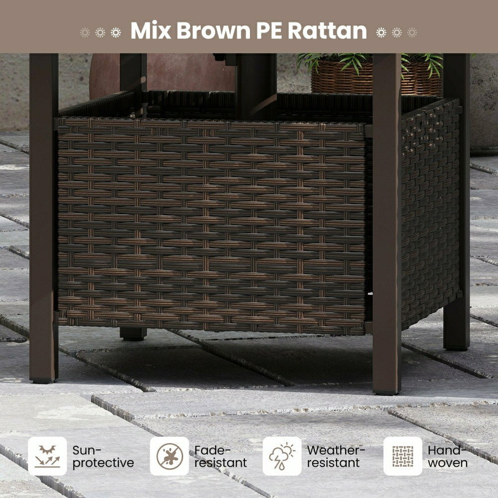 Outdoor Side Table All-Weather PE Wicker Patio Table with Umbrella Hol | Plow & Hearth