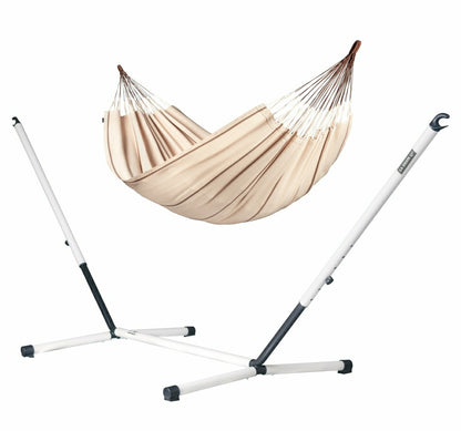 Nautico Cool Grey Organic Nougat - Organic Cotton Double Hammock with  | Plow & Hearth