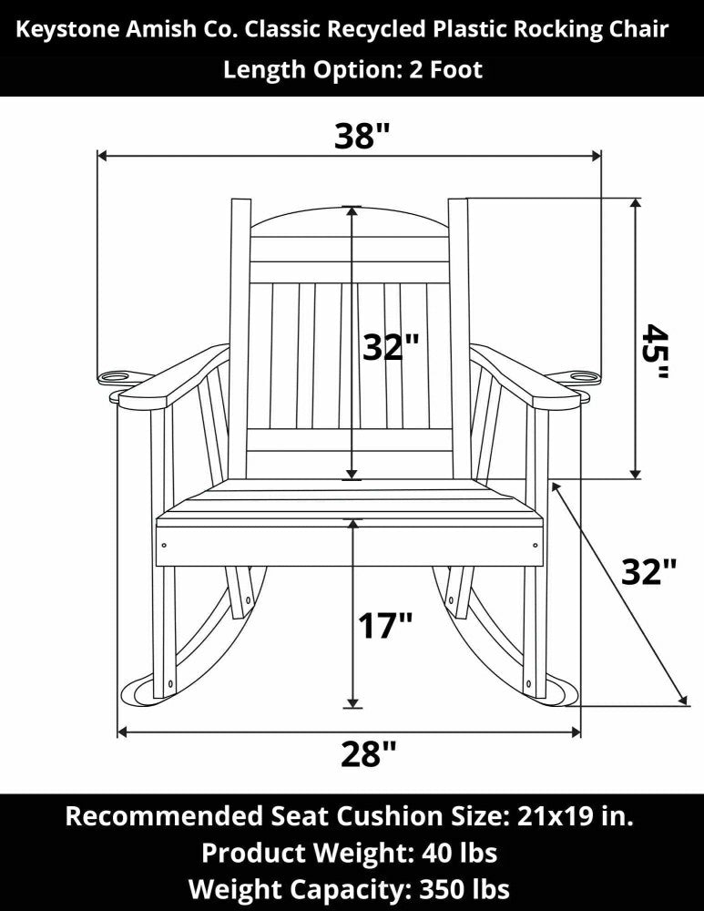 Keystone Amish Co. Classic Recycled Plastic Rocking Chair | Plow & Hearth